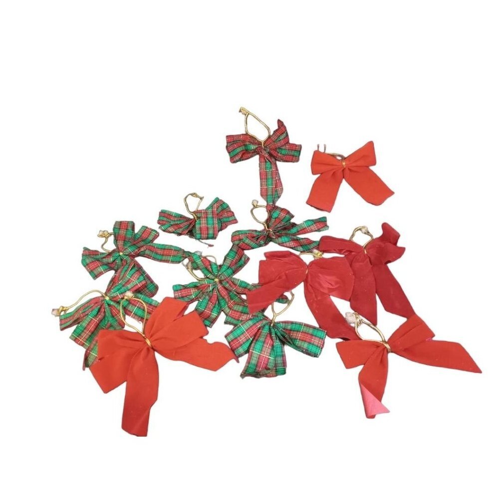 Christmas Tree Bow 5 Red 7 Green Red Plaid Bows Small Medium Decoration Holiday